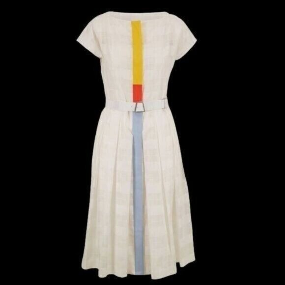 AKRIS Jasmine Transparent Check Weave Dress Size S/XS 4-2, 36 NEW - Picture 5 of 14